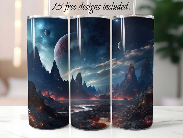 Sci Fi Volcanic 20 oz Skinny Tumbler Sublimation Design