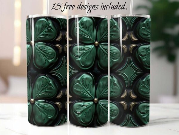 Shamrock 20 oz Skinny Tumbler Sublimation Design