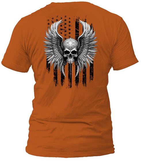 Freedom Flight Gray Skull T-Shirt (Black Flag)