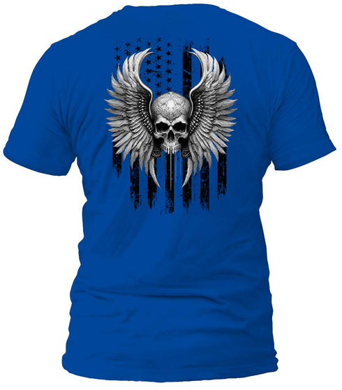 Freedom Flight Gray Skull T-Shirt (Black Flag)