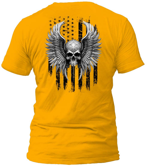 Freedom Flight Gray Skull T-Shirt (Black Flag)