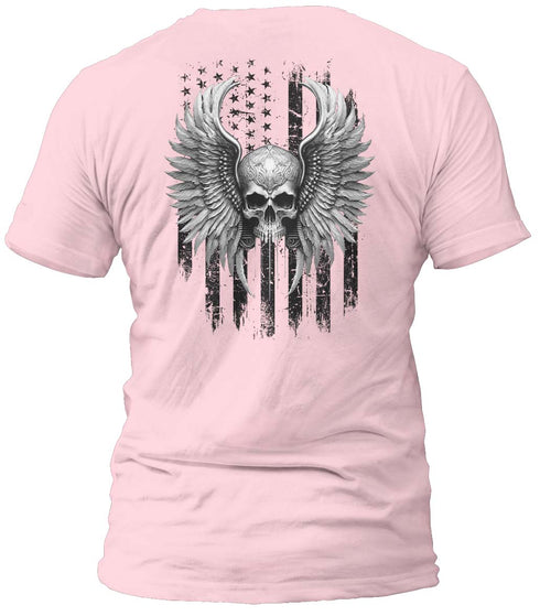 Freedom Flight Gray Skull T-Shirt (Black Flag)