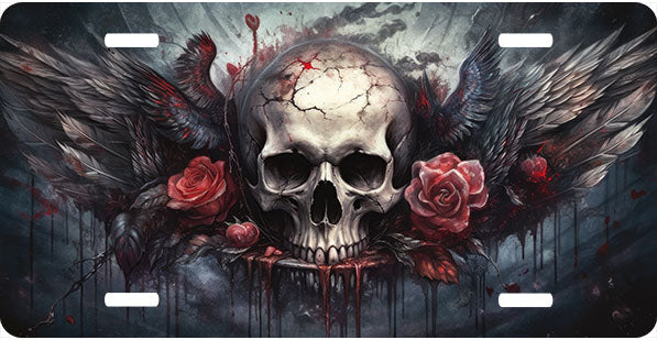 Skull and Roses License Plate
