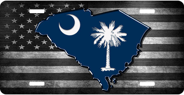 South Carolina Blue Steel License Plate