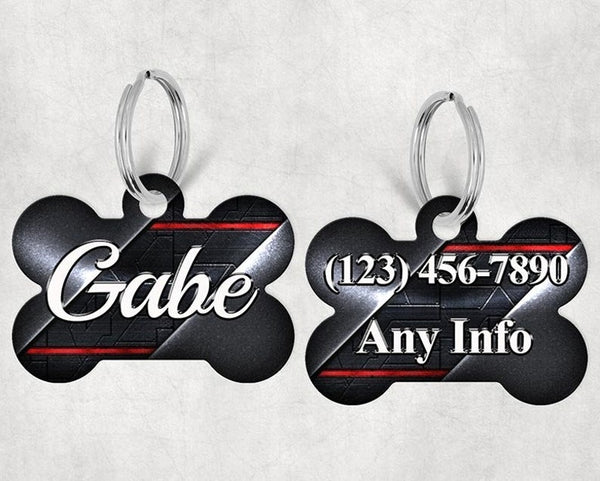 Bone Shape Dog Tag Tech Red
