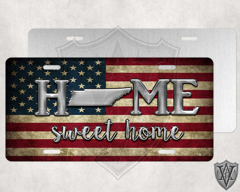 Tennessee Tea Stained Flag Home Sweet Home License Plate