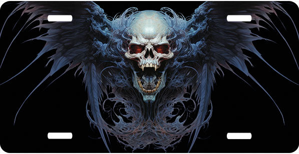 Vampire Skull License Plate (Blue)