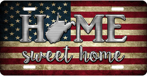 West Virginia Tea Stained Home Sweet Home License Plate