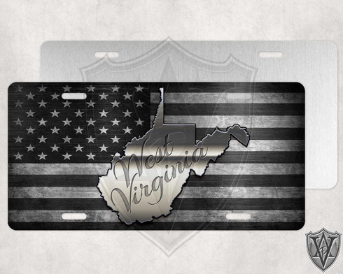 West Virginia Chrome and Flag License Plate