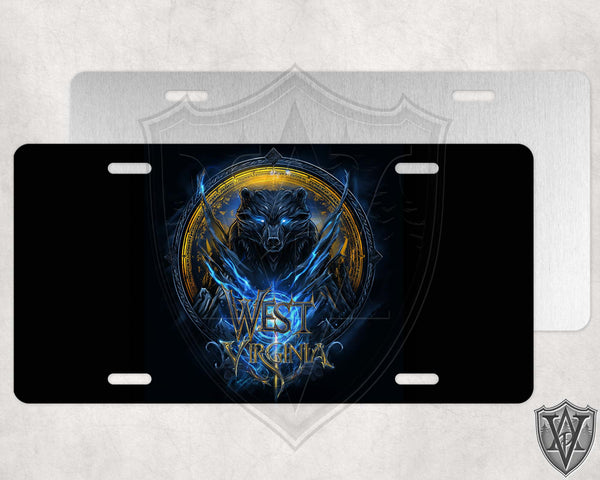 West Virginia Black Bear Gold and Blue License Plate