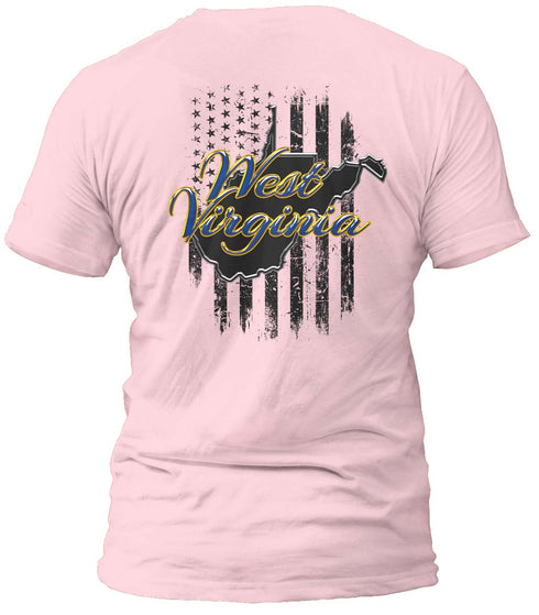 West Virginia Blue and Distressed Flag T-Shirt