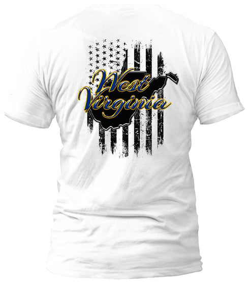 West Virginia Blue and Distressed Flag T-Shirt