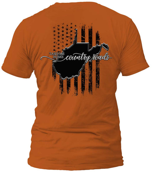 West Virginia Country Roads and Flag T-Shirt