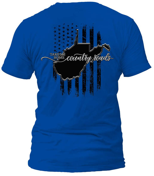 West Virginia Country Roads and Flag T-Shirt