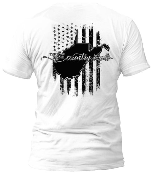 West Virginia Country Roads and Flag T-Shirt