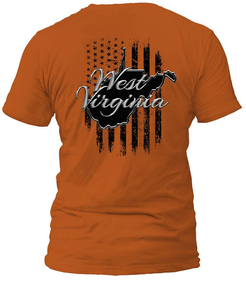 West Virginia Gray and Distressed Flag T-Shirt