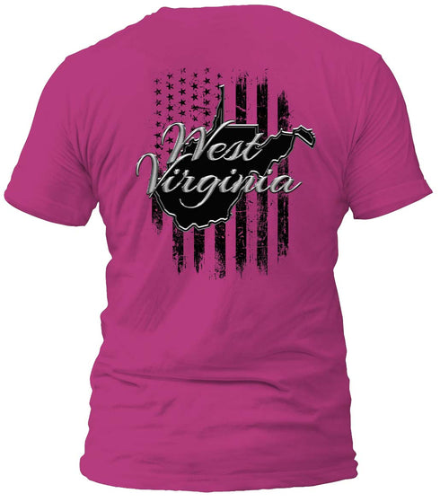 West Virginia Gray and Distressed Flag T-Shirt