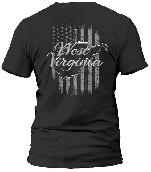 West Virginia Gray and Distressed Flag T-Shirt