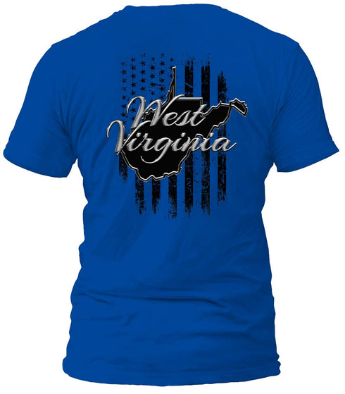 West Virginia Gray and Distressed Flag T-Shirt