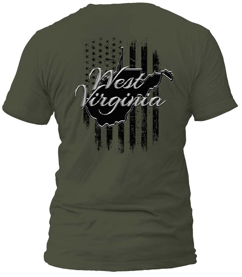 West Virginia Gray and Distressed Flag T-Shirt