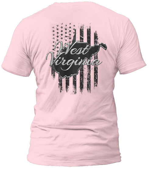 West Virginia Gray and Distressed Flag T-Shirt