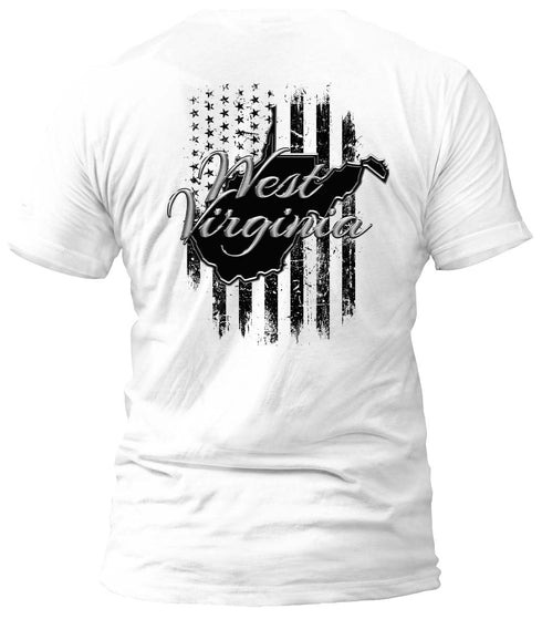 West Virginia Gray and Distressed Flag T-Shirt