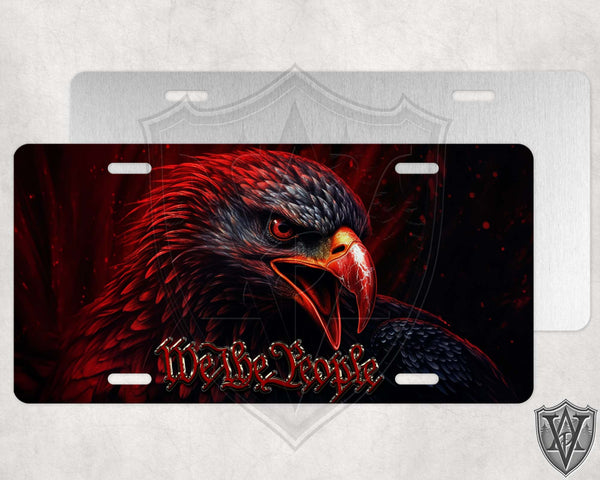 Red and Black Eagle We The People License Plate