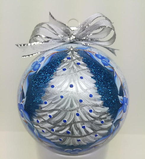Hand Painted Christmas Ornaments Silver Tree
