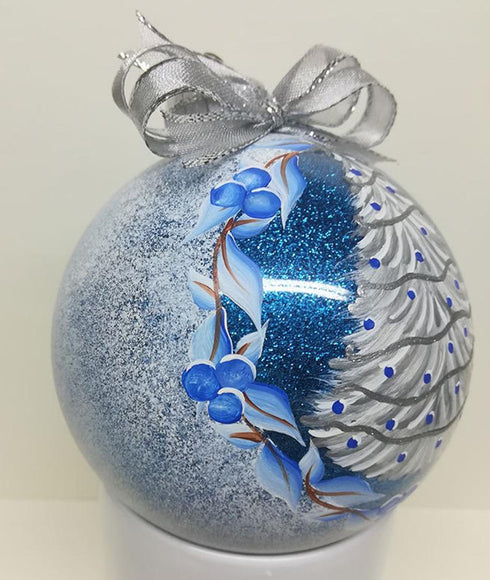 Hand Painted Christmas Ornaments Silver Tree