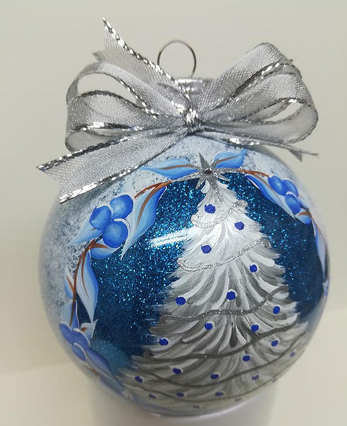 Hand Painted Christmas Ornaments Silver Tree