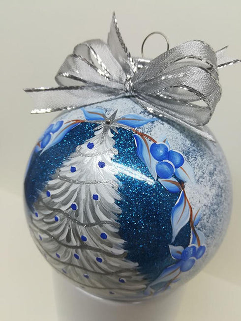 Hand Painted Christmas Ornaments Silver Tree