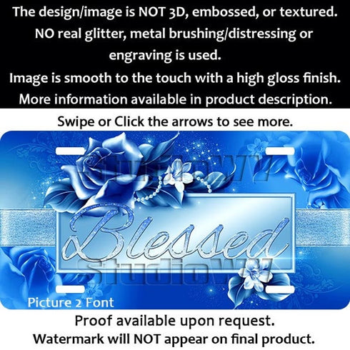 Dark Blue Couture Roses Personalized License Plate