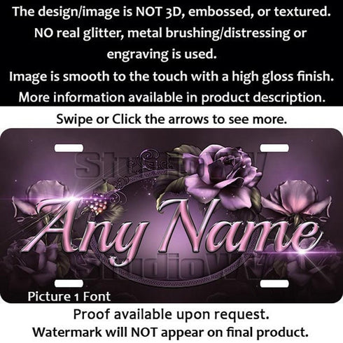 Pink Roses Personalized License Plate