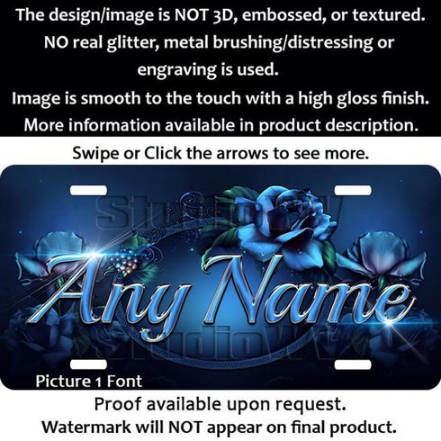 Blue Roses Personalized License Plate