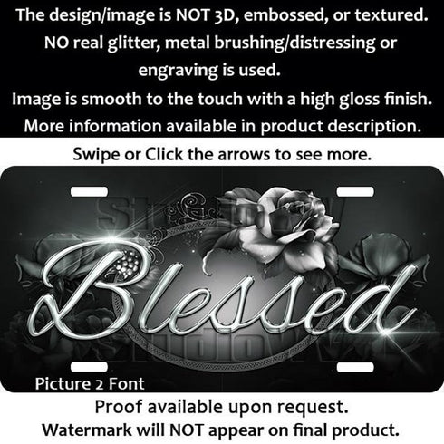 Black and White Roses Personalized License Plate
