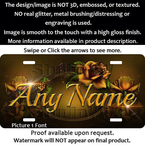 Golden Roses Personalized License Plate