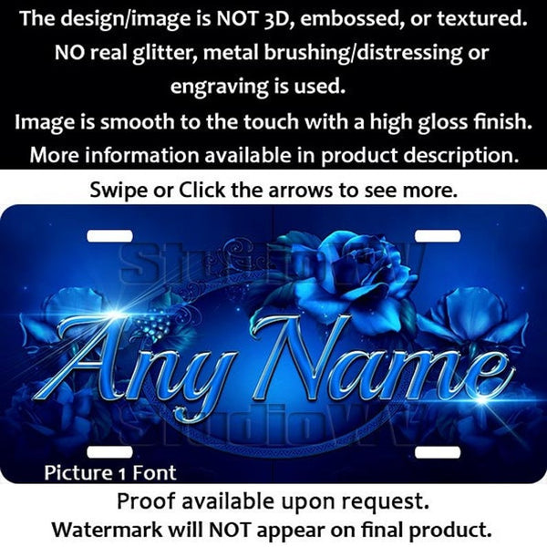 Dark Blue Roses Personalized License Plate