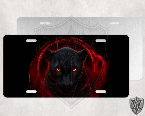 Panther Black and Red License Plate