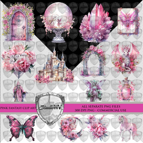 Pink Watercolor Fantasy Clip Art Download