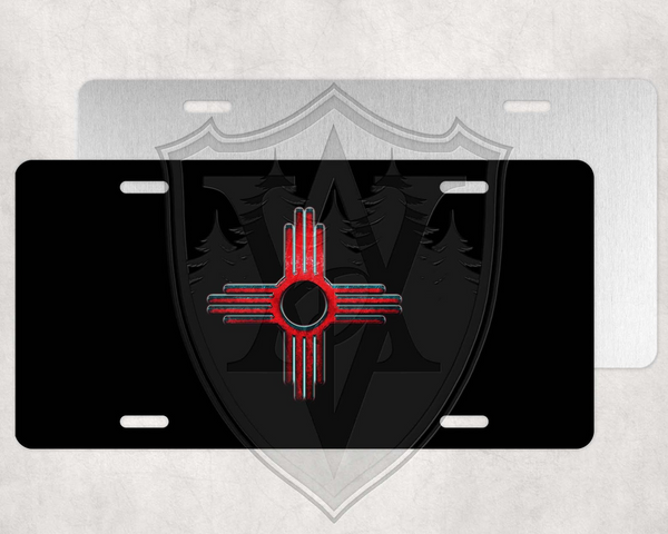 Red and Teal Distressed Zia License Plate