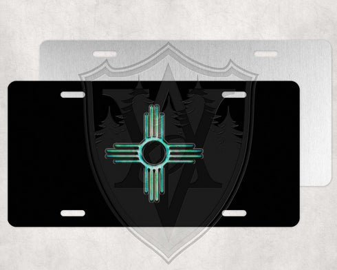 Turquoise Distressed Zia License Plate