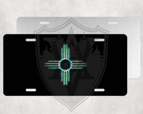 Turquoise Distressed Zia License Plate
