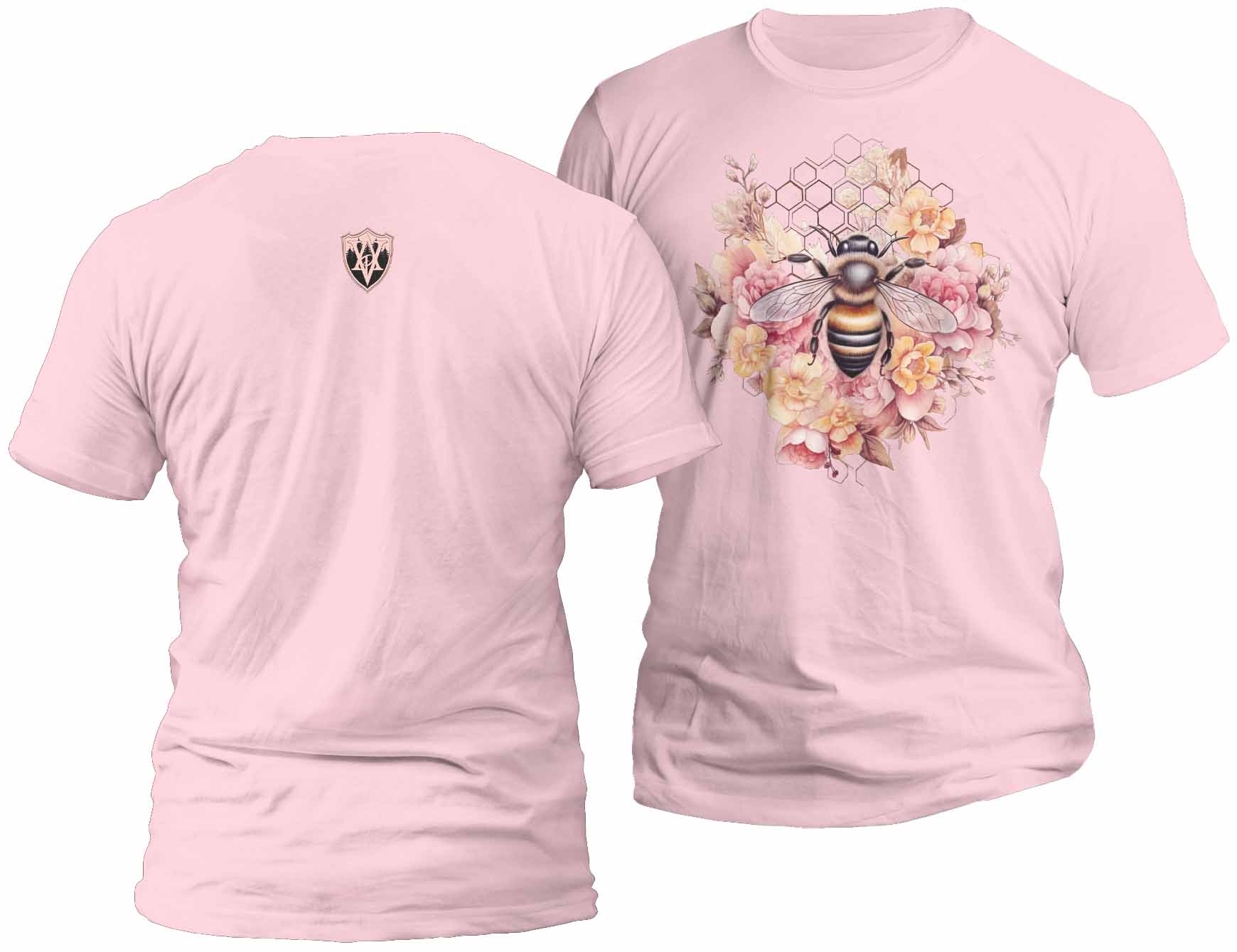 Honey Bee and Pink Flowers T-Shirt – Five Pines Apparel and Gifts